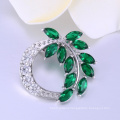 Luxury charm leaf shaped blue stone brooch for female